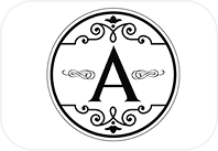 Ornate decorative letter 'A' logo icon with intricate circular ornamental border and flourishes, used as a brand symbol, initial, or decorative element for Star Trak Investments LLC's visual identity and website design