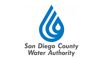 San Diego County Water Authority official logo featuring a blue water droplet symbol with flowing lines and organization name in blue text, representing partnerships with a major regional water utility serving San Diego County in Star Trak Investments LLC's infrastructure and essential services investment portfolio